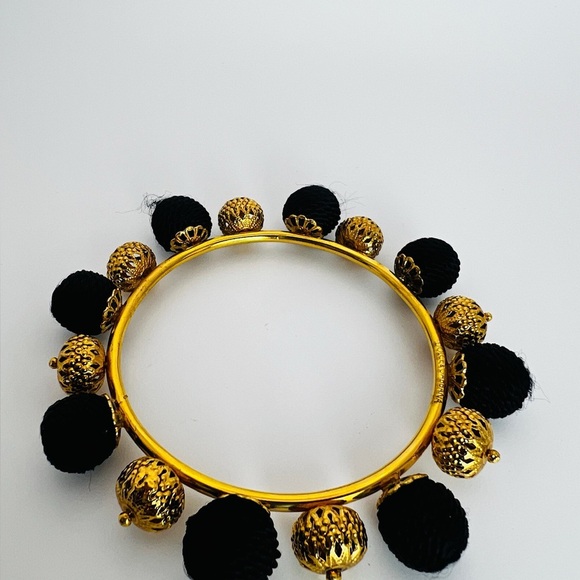 Dolce Gabbana Authentic Black Gold Bangle bracelet pom pom - Picture 6 of 10
